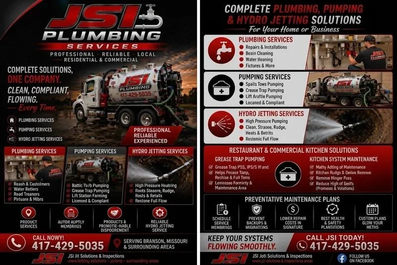 Plumbing, Pumping & Hydro-Jetting flyer from JSI