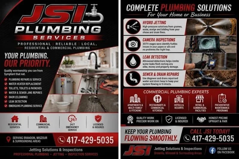 Plumbing Services flyer from JSI